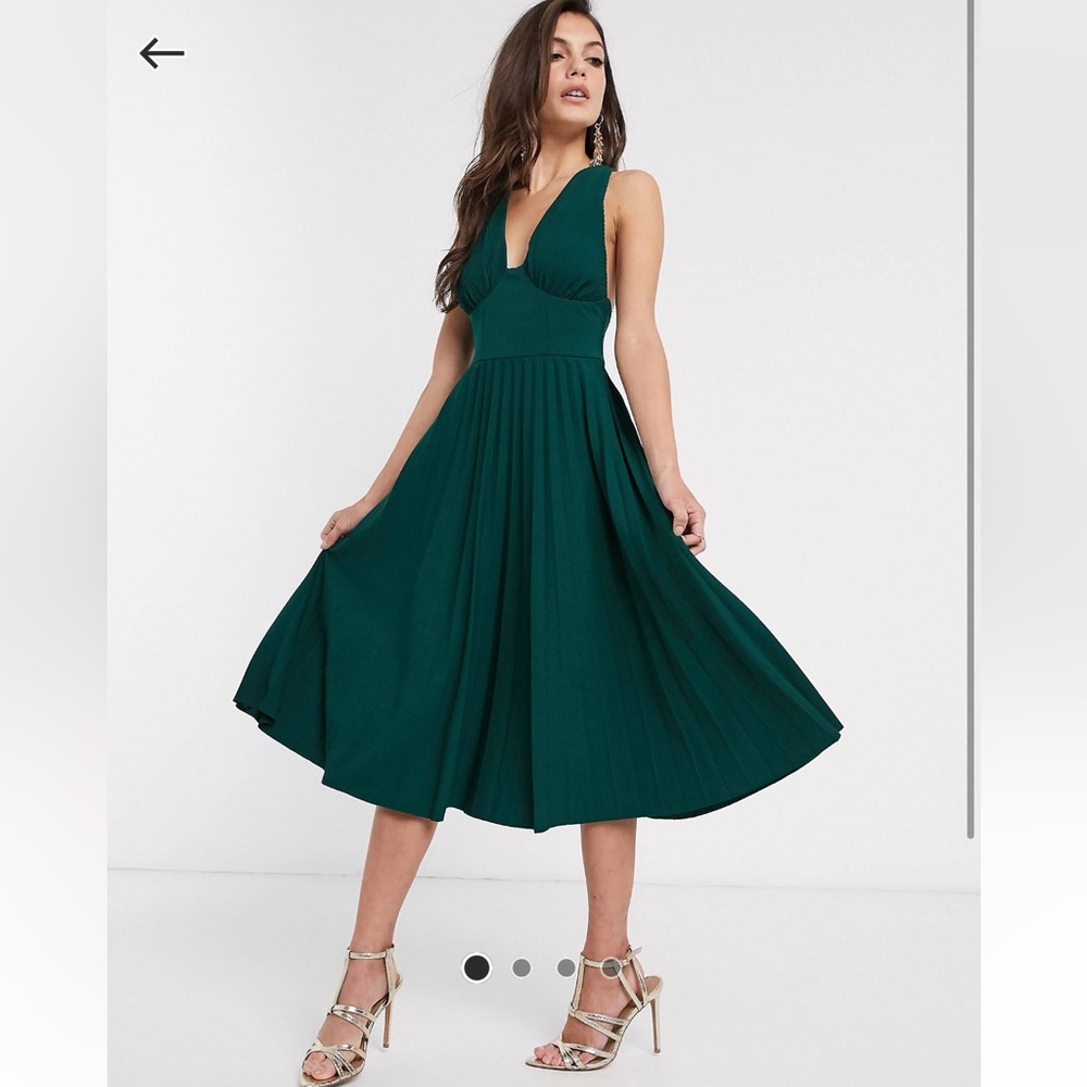 ASOS corset detail pleated midi dress